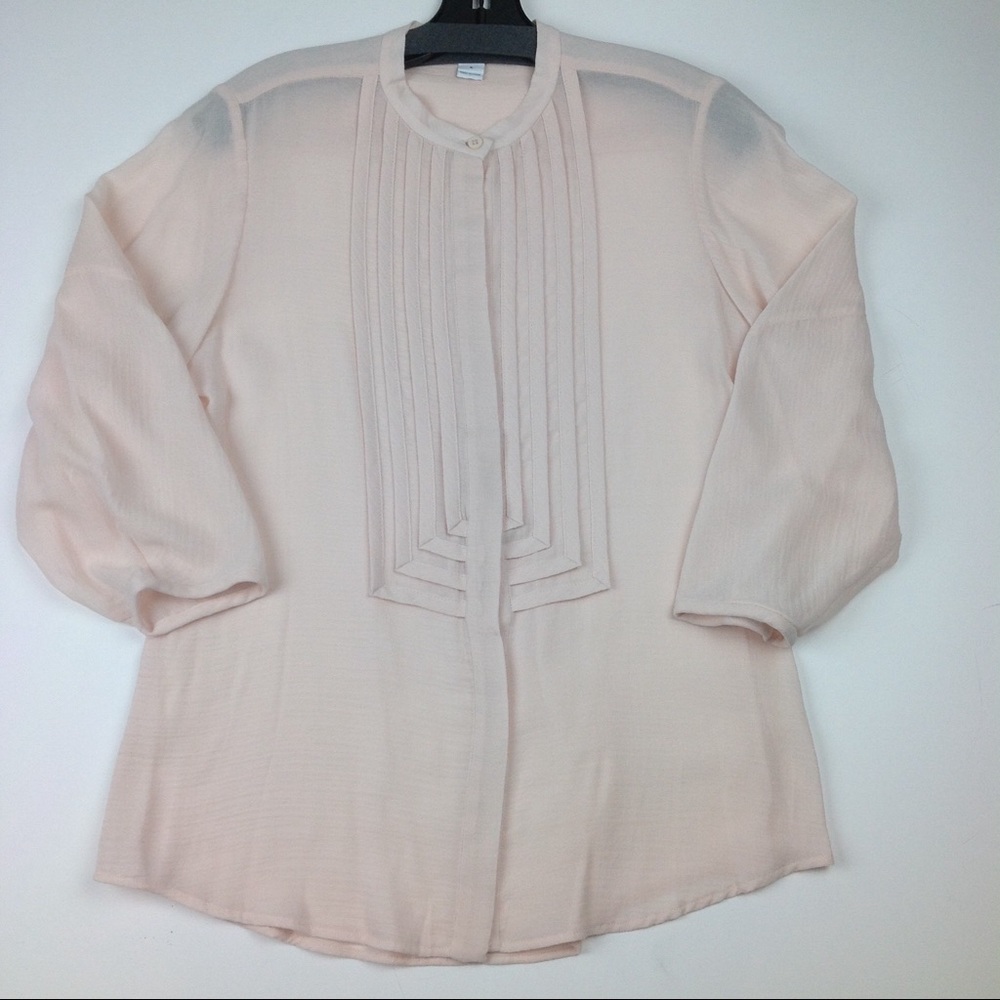 DVF Semi Sheer Pink 3/4 Sleeve Blouse